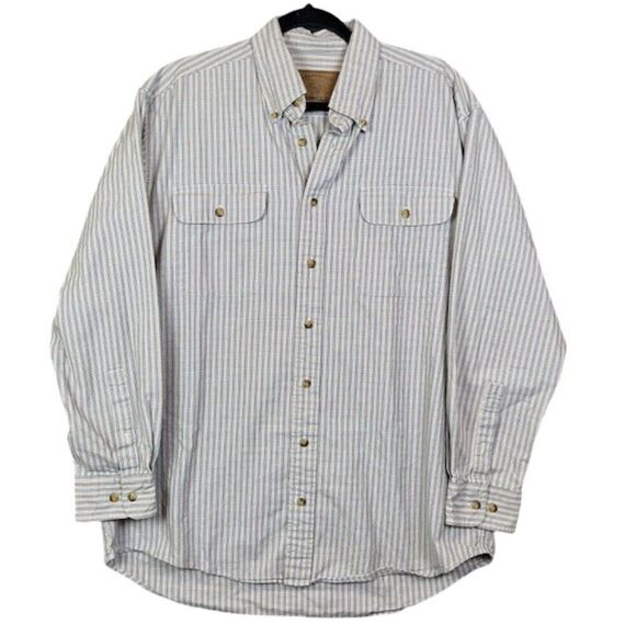 Clearwater Outfitters Long Sleeve Cotton Button Down Shirt Cream Blue Size XXL - Picture 1 of 9